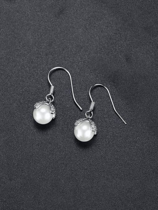 BLING SU Brass Imitation Pearl Geometric Luxury Hook Earring 0