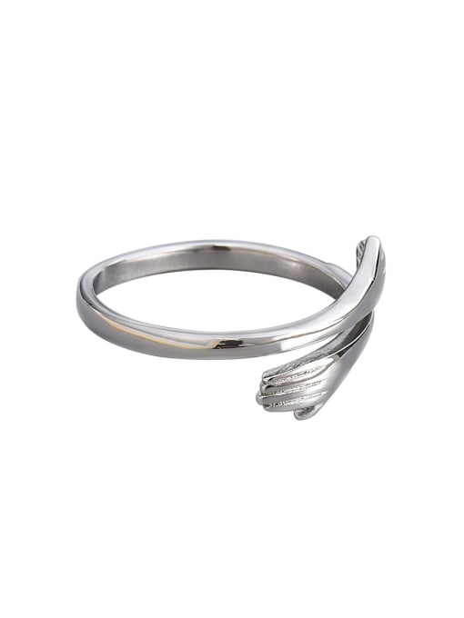 Platinum 925 Sterling Silver Irregular Minimalist Band Ring