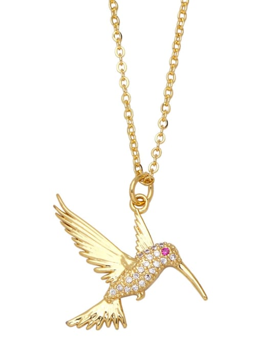 A Brass Cubic Zirconia Butterfly Vintage Necklace