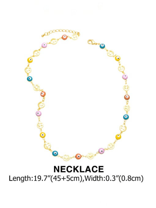 Necklace Brass Enamel Minimalist Smiley Bracelet and Necklace Set