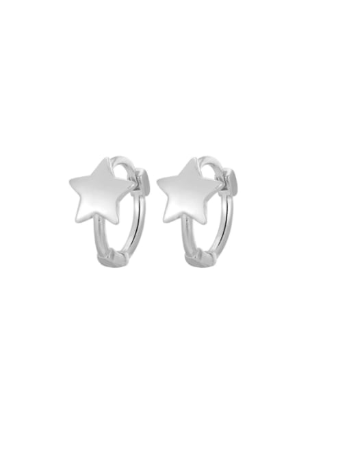 White gold 925 Sterling Silver Pentagram Minimalist Huggie Earring