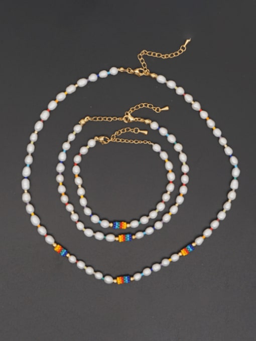 Roxi Stainless steel Freshwater Pearl Multi Color Round Minimalist Bracelet 1