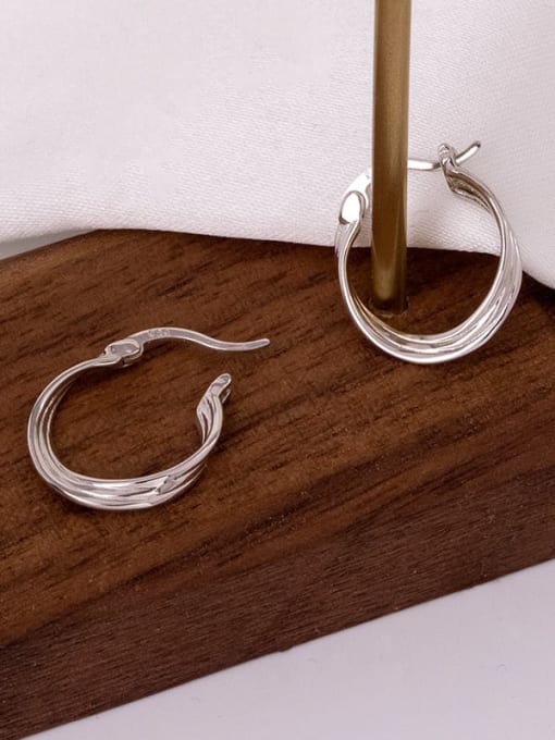 ES1602  Platinum 925 Sterling Silver Geometric Minimalist Hoop Earring