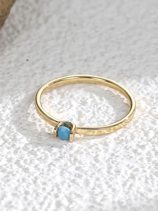 CHARME Brass Turquoise Geometric Hip Hop Band Ring 2