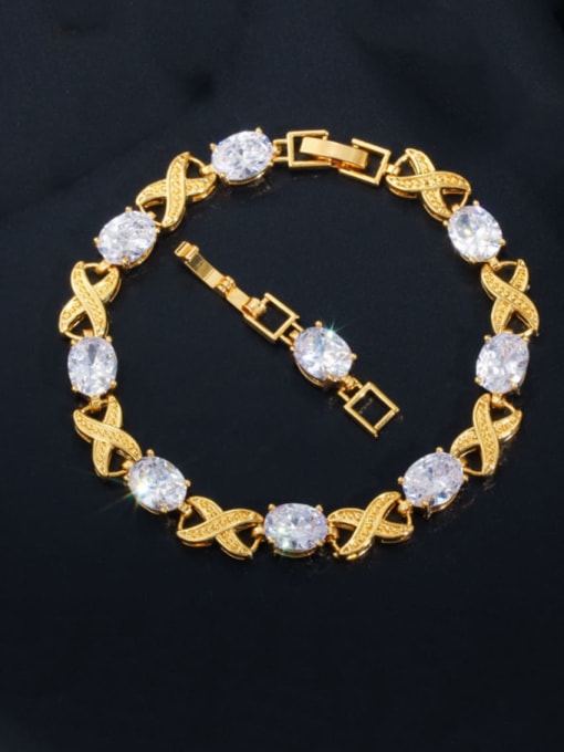 white Copper Cubic Zirconia Geometric Luxury Bracelet