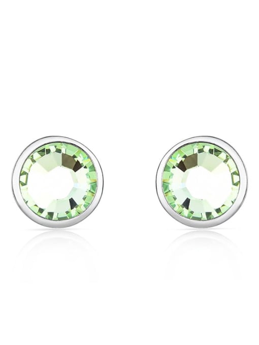 JYEH 002 (light green) 925 Sterling Silver Austrian Crystal Geometric Classic Stud Earring