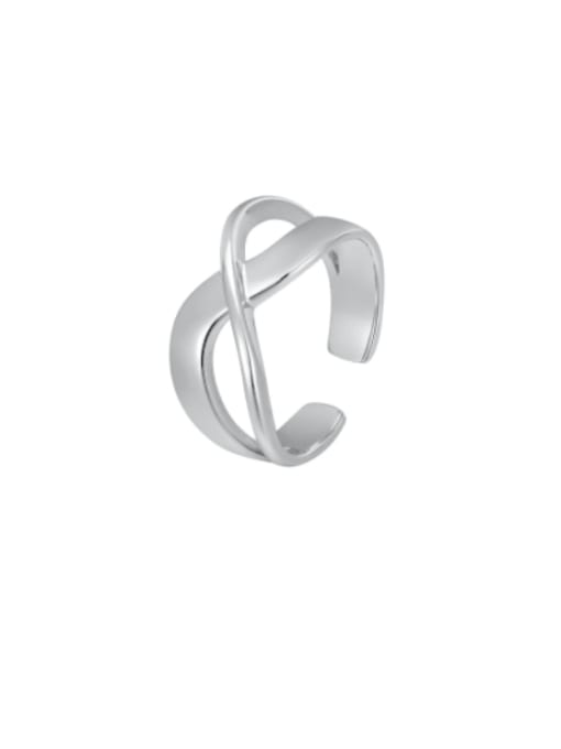 White gold 925 Sterling Silver Hollow Cross Minimalist Band Ring