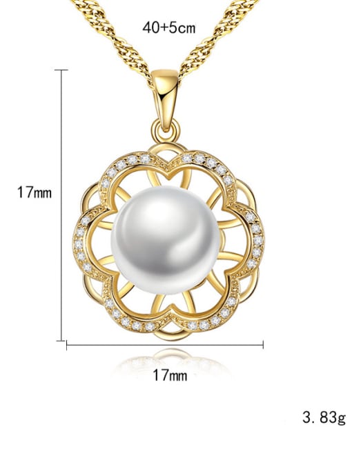 CCUI 925 Sterling Silver Freshwater Pearl Hollow zircon flower pendant  Necklace 4