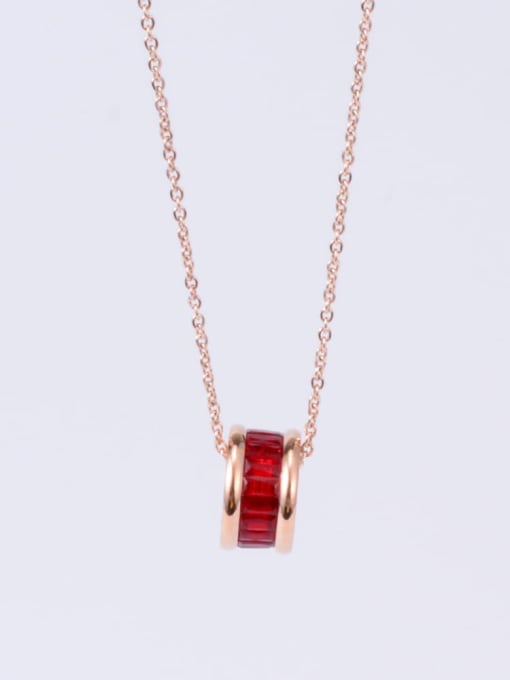 Calender chain rose gold red Titanium Cubic Zirconia Multi Color Round Minimalist Choker Necklace