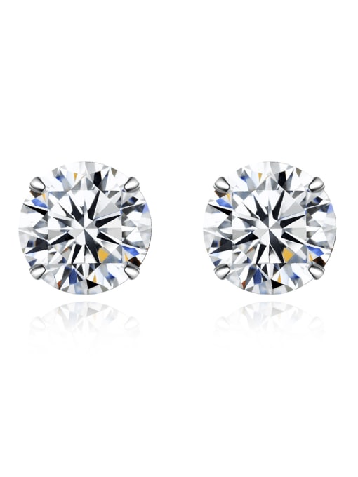 CCUI 925 Sterling Silver Moissanite Round Minimalist Stud Earring 0