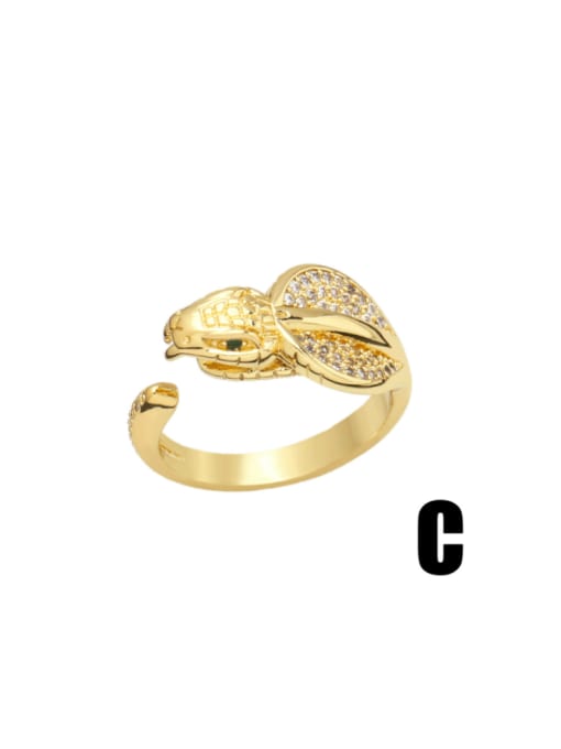 C (white) Brass Cubic Zirconia Snake Vintage Band Ring