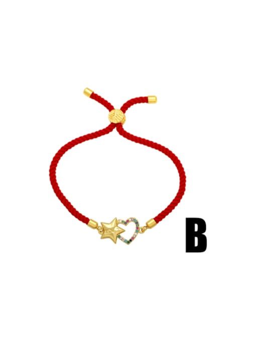 CC Brass Cubic Zirconia Heart Cute Handmade Weave Bracelet 2