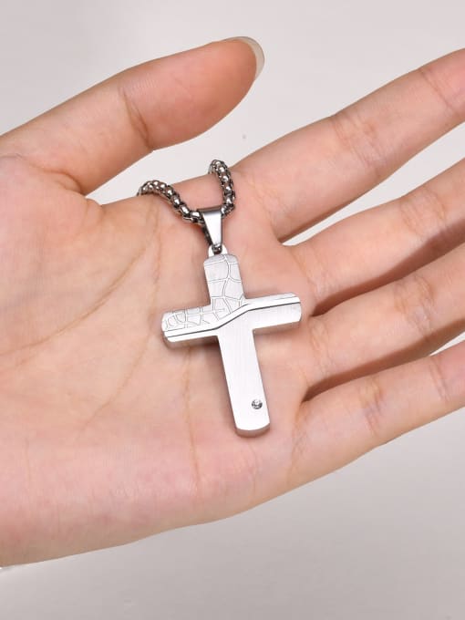 Pendant with chain 60CM Stainless steel Cross Hip Hop Regligious Necklace