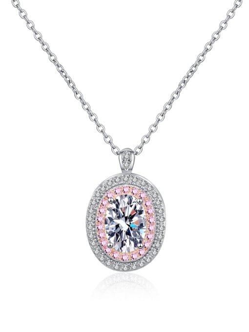 MOISS 925 Sterling Silver Moissanite Oval Classic Necklace 3