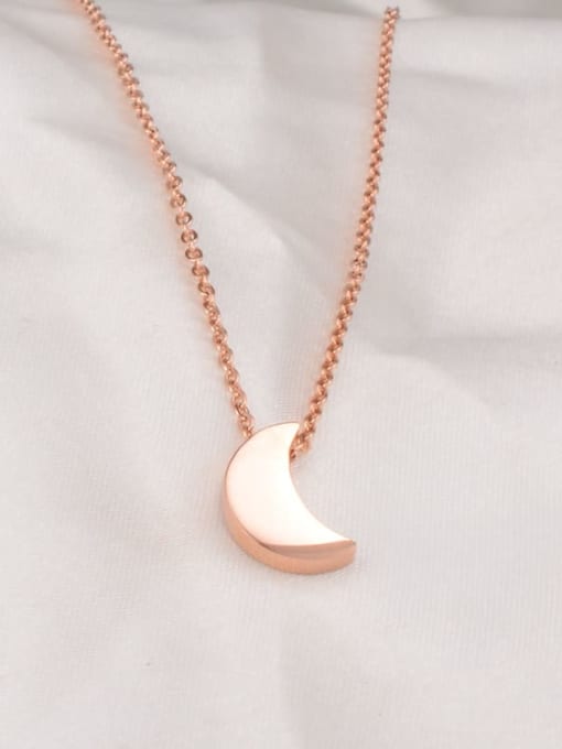 A TEEM Titanium  Fashion Simple Smooth Moon Necklace 1