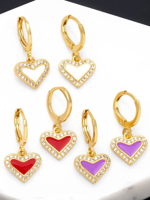 CC Brass Enamel Heart Minimalist Huggie Earring 0