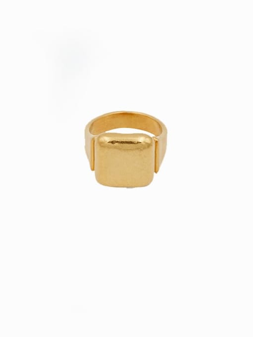 LI MUMU Brass  Smooth Geometric Vintage Band Ring 0