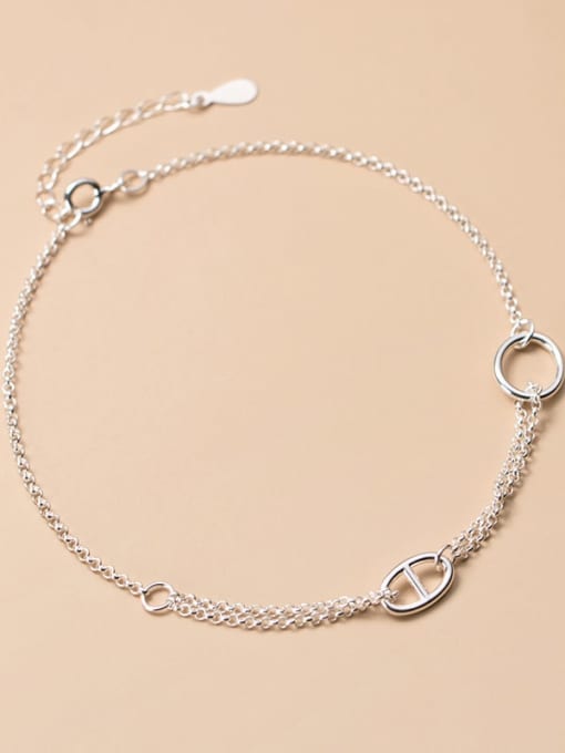 Rosh 925 Sterling Silver  Minimalist Geometric  Bead Chain Anklet 3