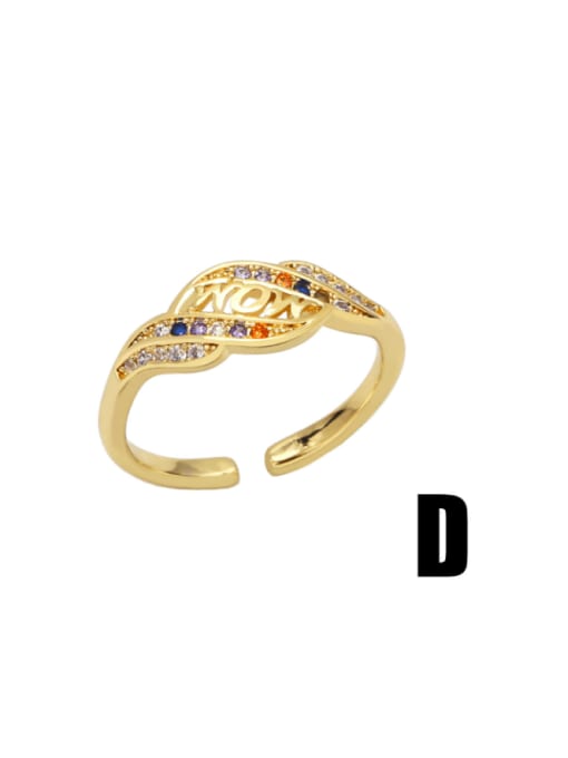 CC Brass Cubic Zirconia Letter Vintage Band Ring 4