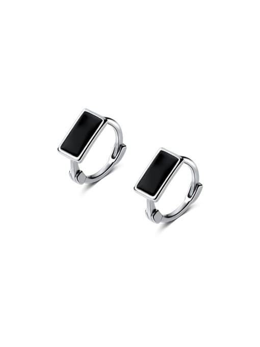 Rosh 925 Sterling Silver Enamel Geometric Minimalist Huggie Earring 0