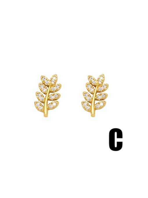 C Brass Cubic Zirconia Animal Cute Stud Earring