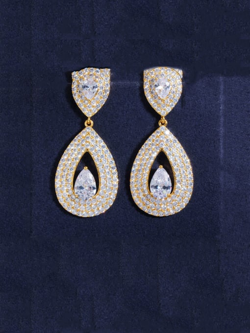 L.WIN Copper With Gold Plated Luxury Water Drop Cluster Earrings