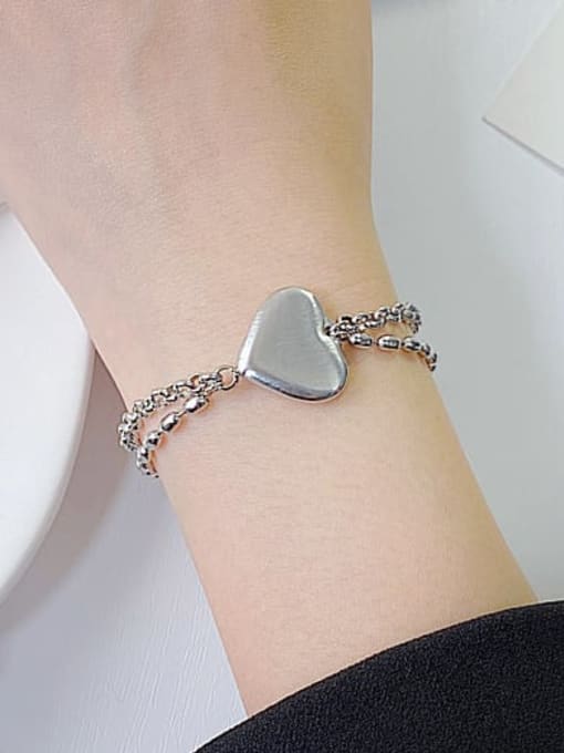 Open Sky Titanium Steel Heart Minimalist Strand Bracelet 1