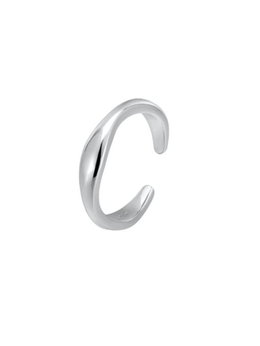 Platinum Irregular Wave Ring 925 Sterling Silver Geometric Minimalist Band Ring