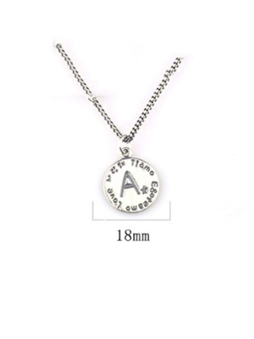 SHUI Vintage Sterling Silver With Simple Retro Round Card Alphabet Pendant 4