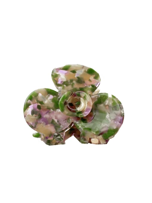 Green Purple 7cm Cellulose Acetate Cute Flower Jaw Hair Claw