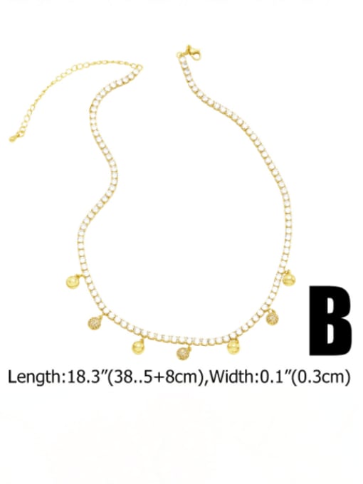 B Brass Cubic Zirconia Geometric Hip Hop Necklace