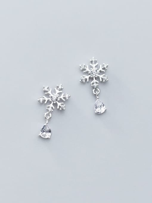 Rosh 925 Sterling Silver Cubic Zirconia snowflake Ethnic Stud Earring 2