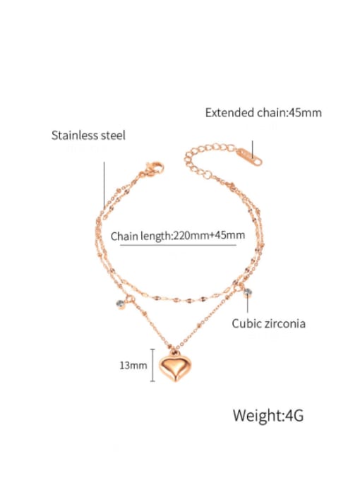 Open Sky Titanium Steel Heart Minimalist Anklet 2