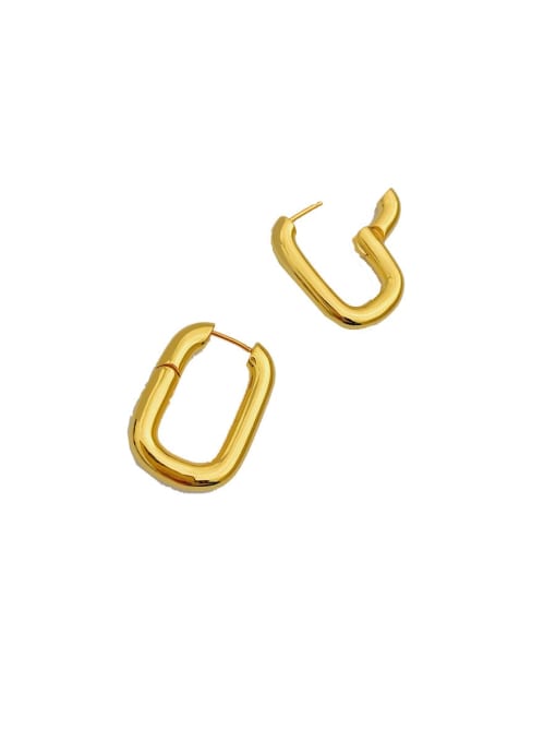 LI MUMU Copper Hollow Geometric Minimalist Huggie Earring 0
