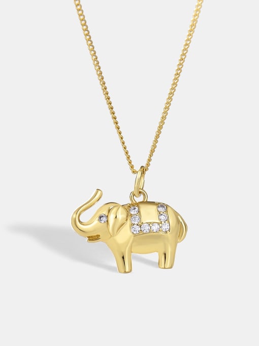 CHARME Brass Cubic Zirconia Elephant Cute Necklace 0