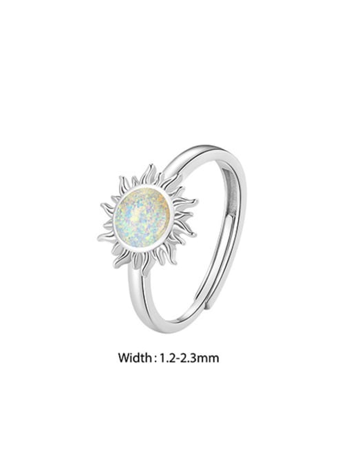 Jare 925 Sterling Silver Synthetic Opal Flower Dainty Band Ring 2
