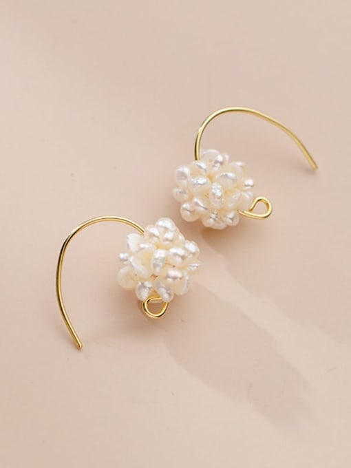 gold 925 Sterling Silver Imitation Pearl Irregular Minimalist Hook Earring