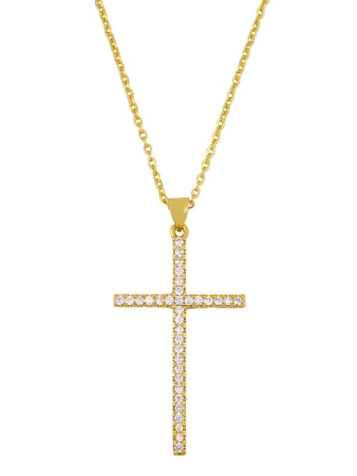 CC Brass Cubic Zirconia Cross Minimalist Necklace 0