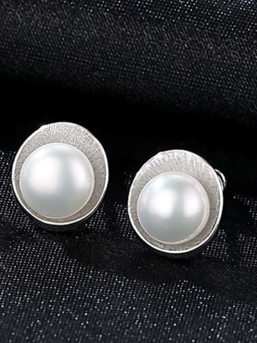 White Pearl 2g09 925 Sterling Silver Freshwater Pearl Multi Color Irregular Trend Stud Earring