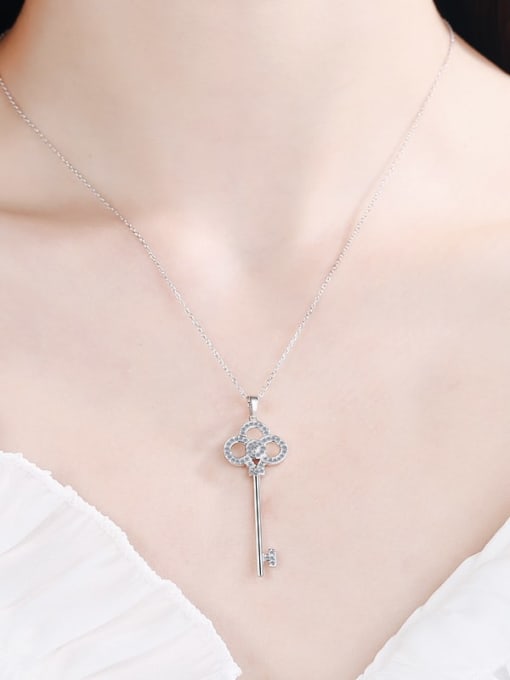 MOISS Sterling Silver Moissanite Key Dainty Pendant Necklace 1