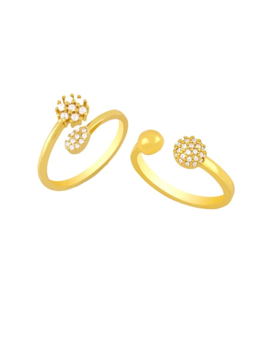 CC Brass Cubic Zirconia Ball Minimalist Band Ring