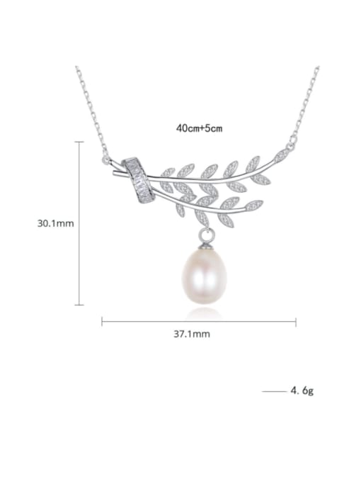 CCUI 925 Sterling Silver Cubic Zirconia Leaf Dainty Necklace 4