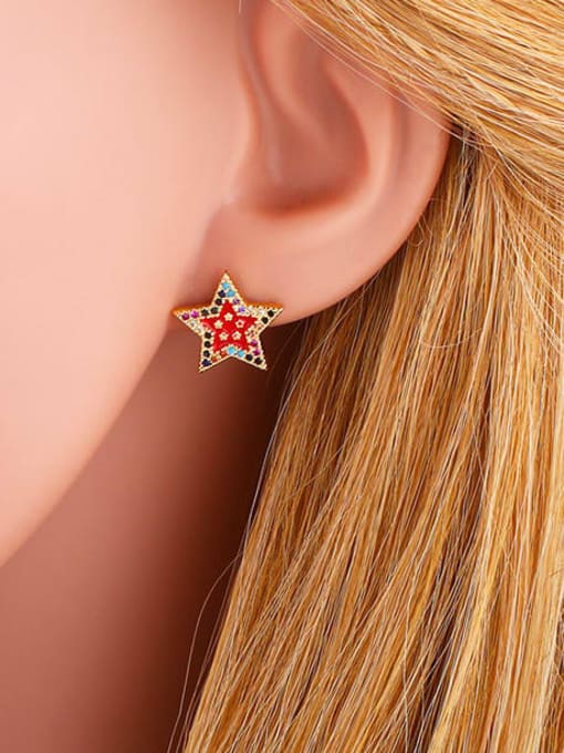 CC Brass Cubic Zirconia Star Classic Stud Earring 1