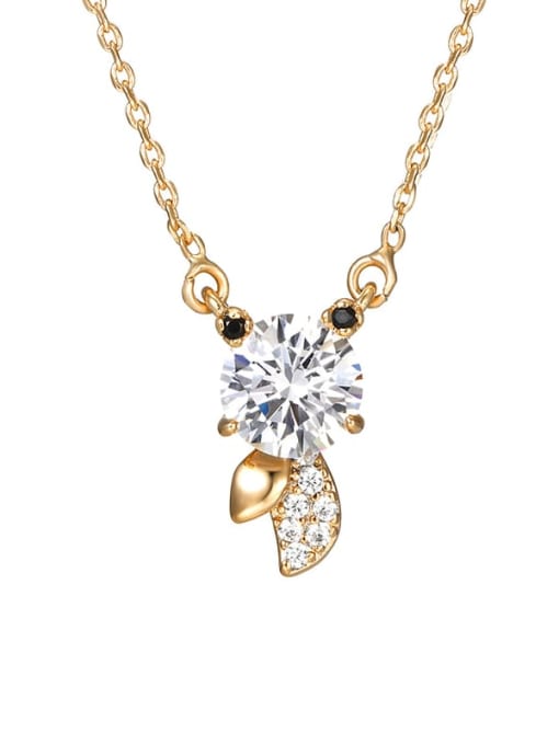 18K Gold Alloy Cubic Zirconia Fish Dainty Necklace