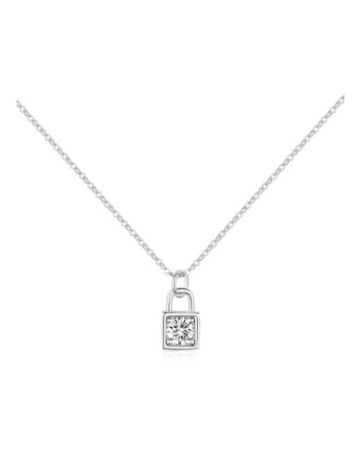 MODN 925 Sterling Silver 0.5 ct Moissanite Square Dainty Necklace 0
