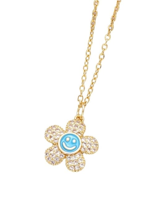 CC Brass Cubic Zirconia Smiley Trend Necklace 4