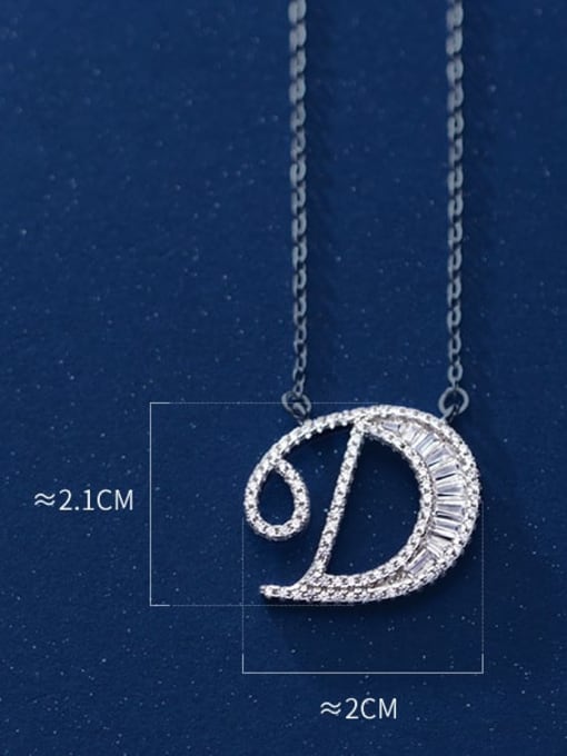 Letter D 925 Sterling Silver Simple Fashion full diamond letters pendant  Necklace
