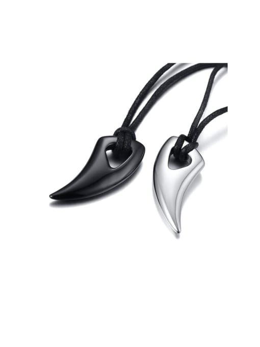 CONG Titanium Steel Irregular Minimalist  Black horn pendant Necklace