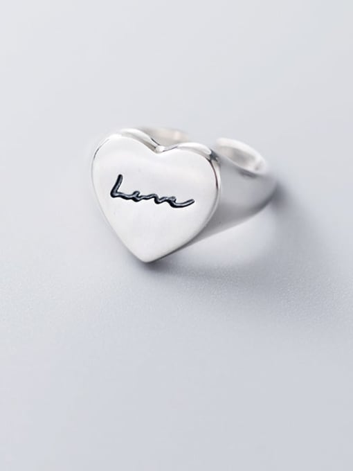 Rosh 925 Sterling Silver Heart Minimalist Letter Band Ring 1