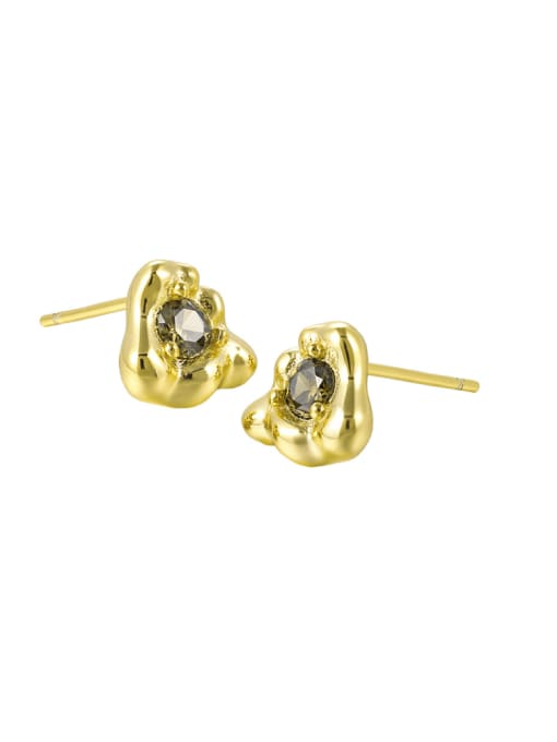 18K golden olive+ green stone 925 Sterling Silver Cubic Zirconia Geometric Vintage Stud Earring